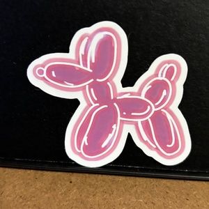 PINK NEON BALLOON DOG STICKER